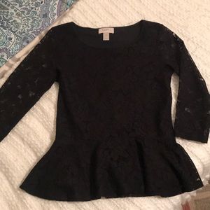 Black lace peplum top